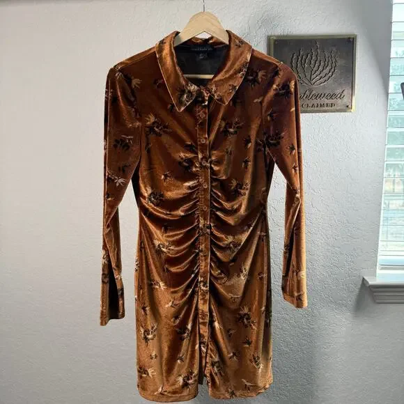 Women's House of Harlow Amber Floral Ruched Front Button Front Dress Size Small - Picture 1 of 10